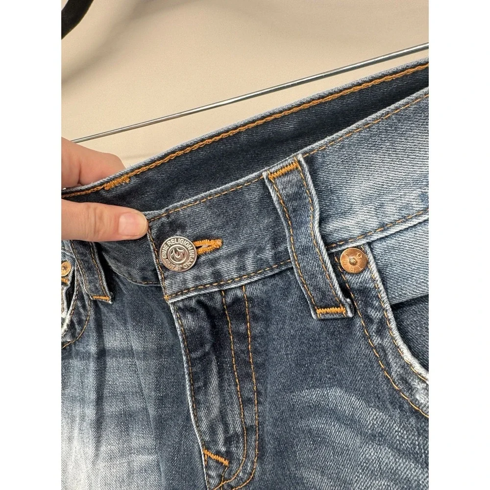 True Religion World Tour Section Slim Seat Jeans Light-Mid Wash Men's 32 USA Y2K